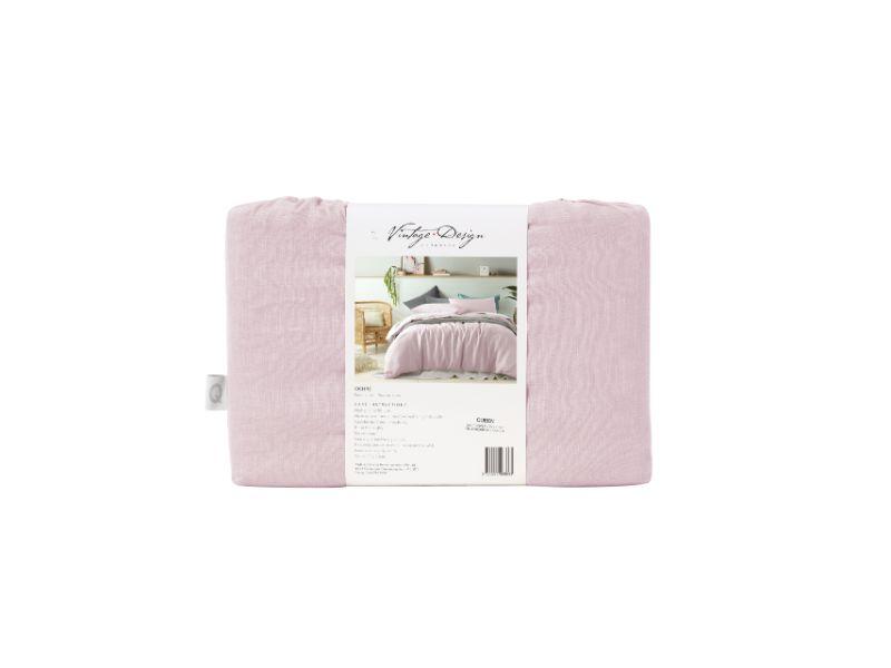 Vintage Design Blush 100% Linen Quilt Cover Set Vintage Design