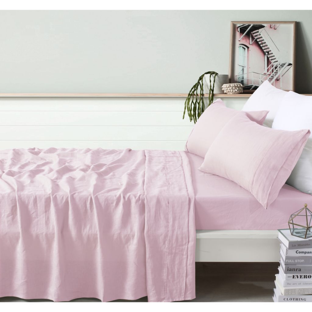 Vintage Design Blush 100% Linen Sheet Set Vintage Design