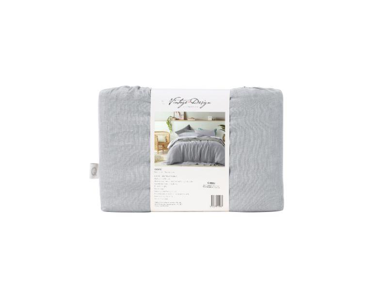 Vintage Design Dove Grey 100% Linen Quilt Cover Set Vintage Design