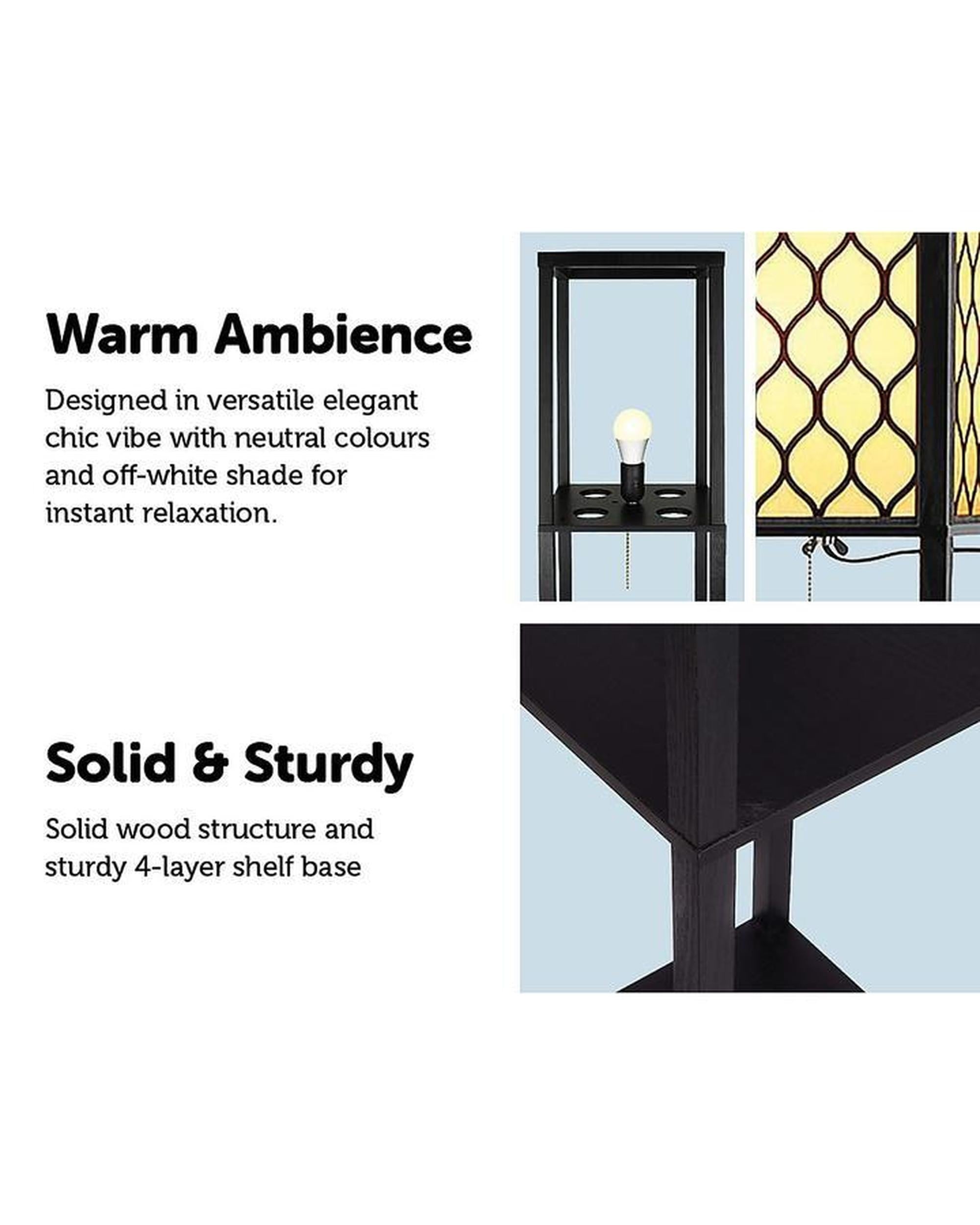 Shelf Floor Lamp - Shade Diffused Light Source with Open-Box Shelves - Type B Palermo