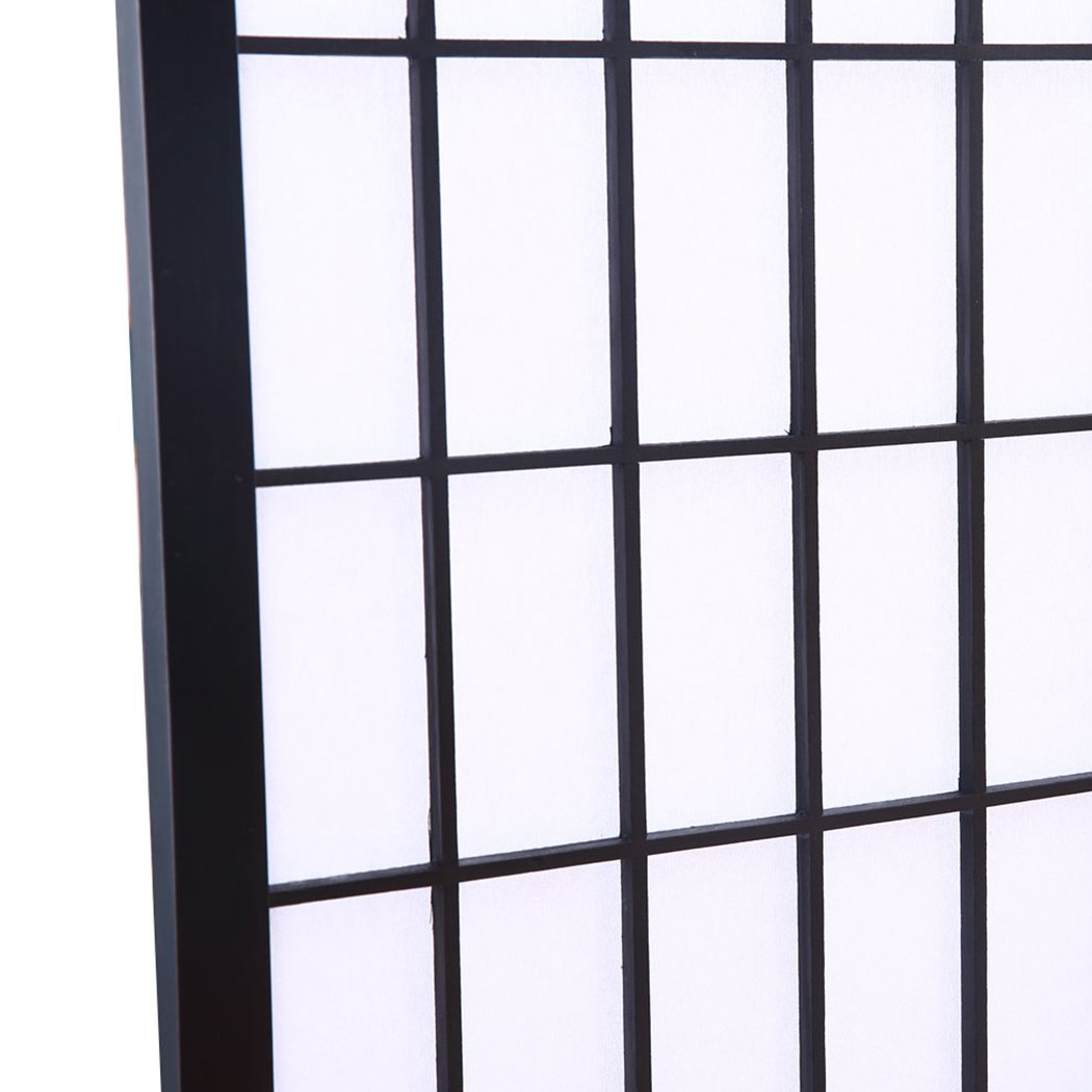 6 Panel Free Standing Foldable  Room Divider Privacy Screen Black Frame Levede