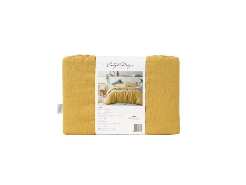 Vintage Design Ochre 100% Linen Quilt Cover Set Vintage Design