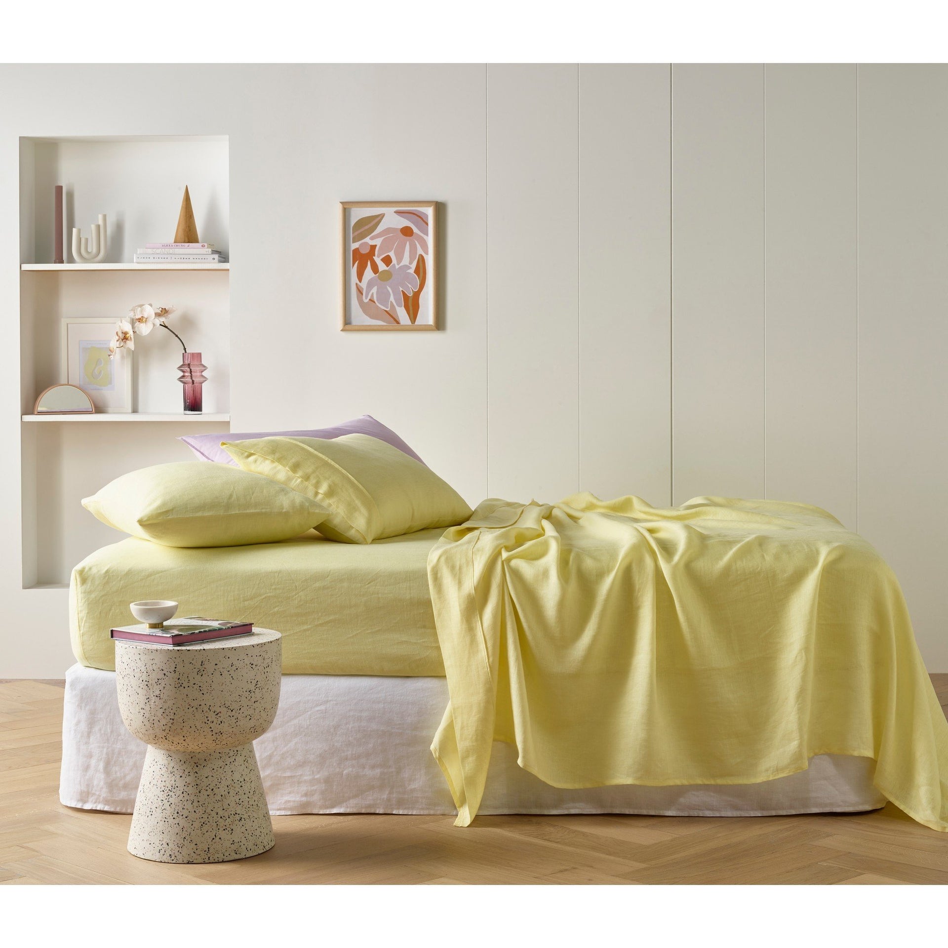 Vintage Design Butter French 100% Linen Sheet Set Vintage Design