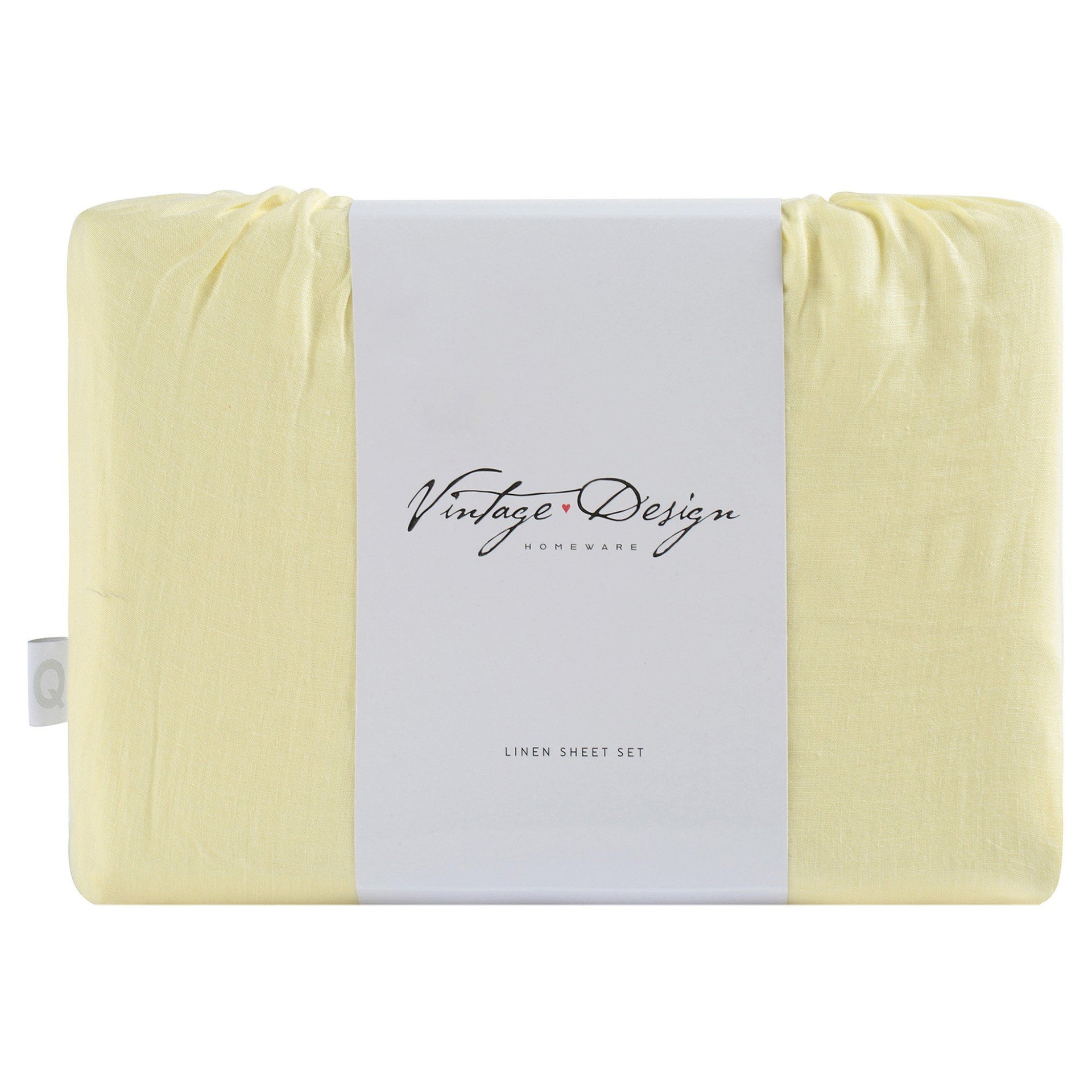 Vintage Design Butter French 100% Linen Sheet Set Vintage Design