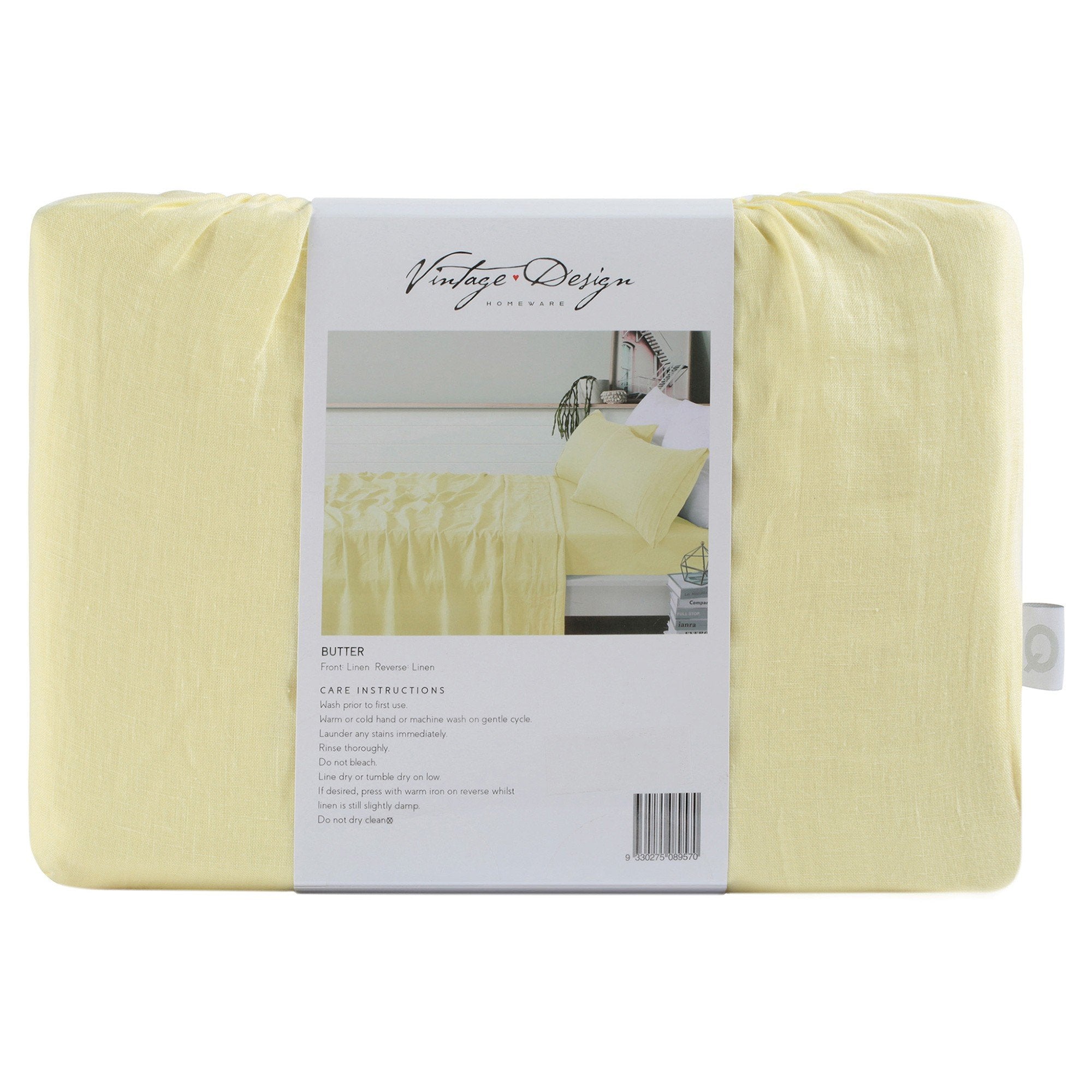 Vintage Design Butter French 100% Linen Sheet Set Vintage Design