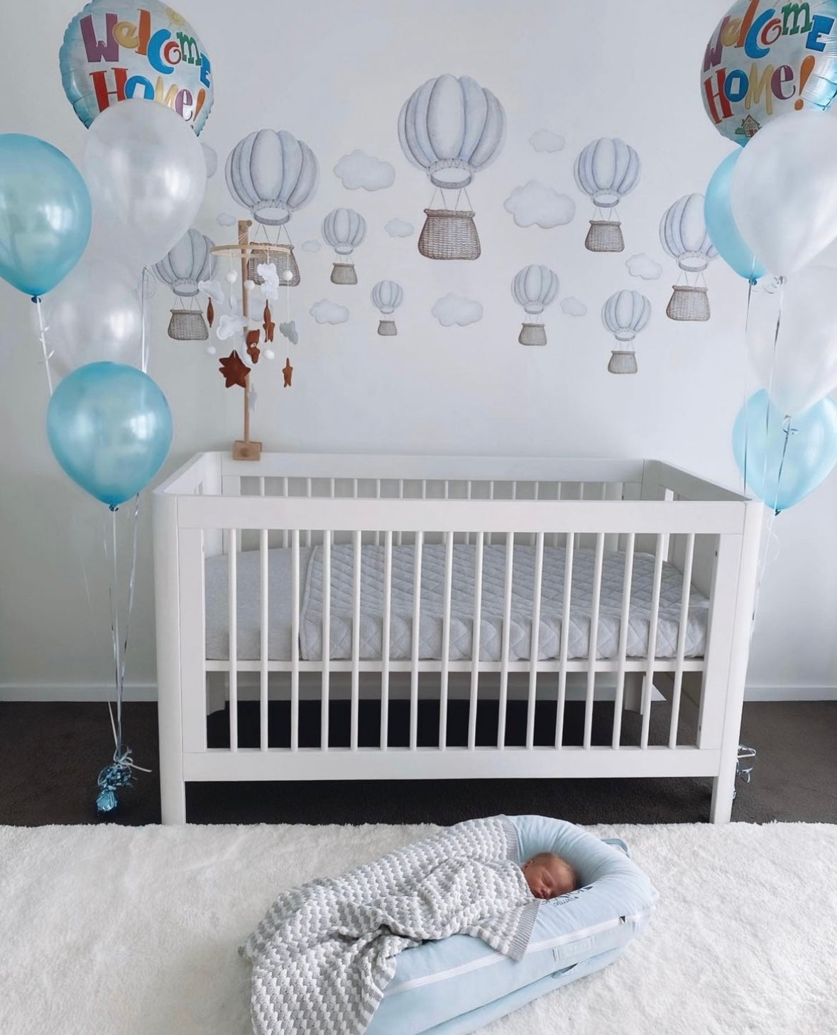 Pastel Hot Air Balloons Polka Art Prints