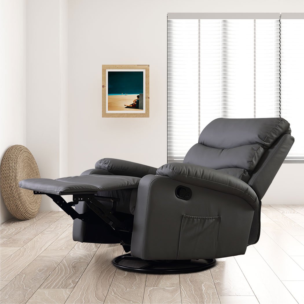Massage Chair Recliner Chairs Heated Lounge Sofa Armchair 360 Swivel Grey Levede