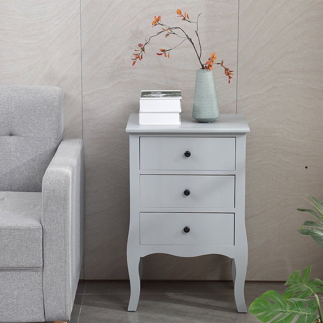 Bedside Tables Chest of 3 Drawer Storage Cabinet Bedroom Furniture Levede