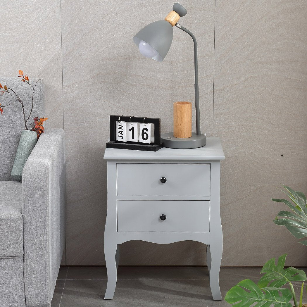 Bedside Tables Chest of 2 Drawer Storage Cabinet Bedroom Furniture Levede