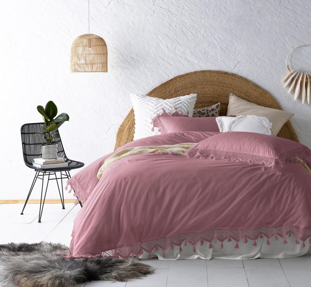 Vintage Design Smokey Rose Lee Washed Cotton Quilt Cover Set Vintage Design