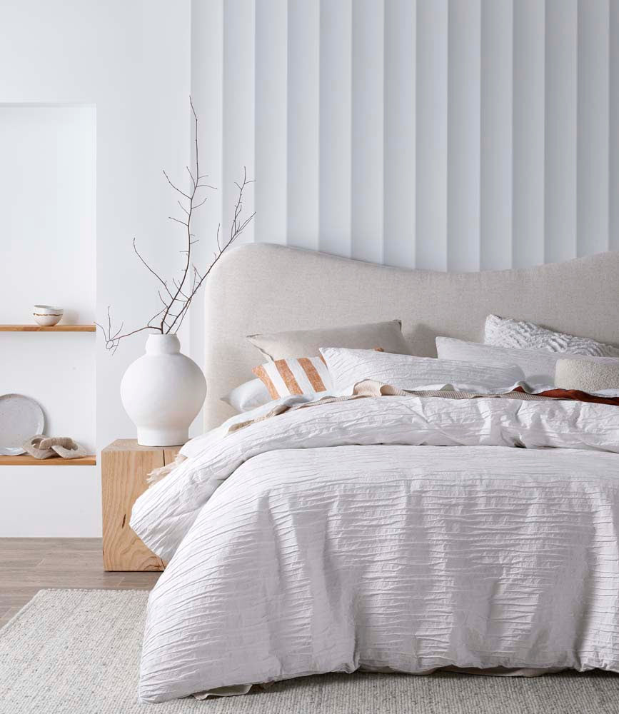 Vintage Design Malvern Cotton Quilt Cover Set - WHITE Vintage Design