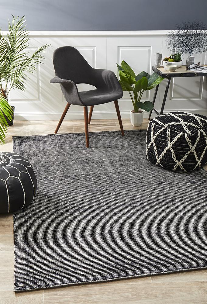 Allure Black Cotton Rayon Rug Rug Culture