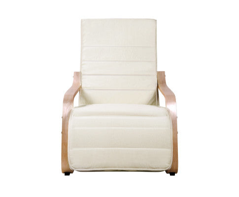 Fabric Armchair with Adjustable Footrest - Beige Artiss