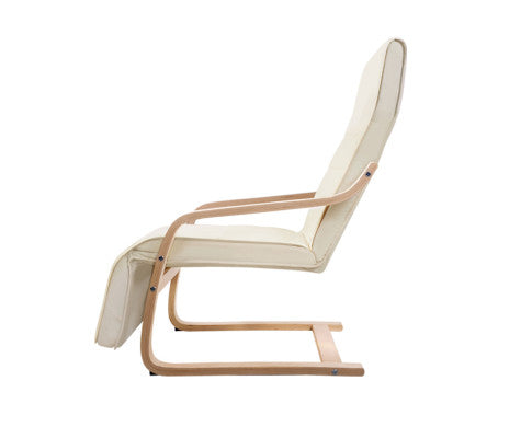 Fabric Armchair with Adjustable Footrest - Beige Artiss