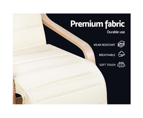 Fabric Armchair with Adjustable Footrest - Beige Artiss