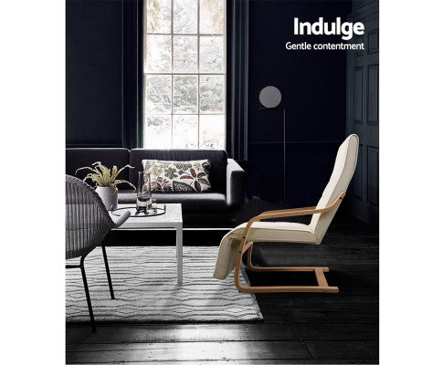 Fabric Armchair with Adjustable Footrest - Beige Artiss