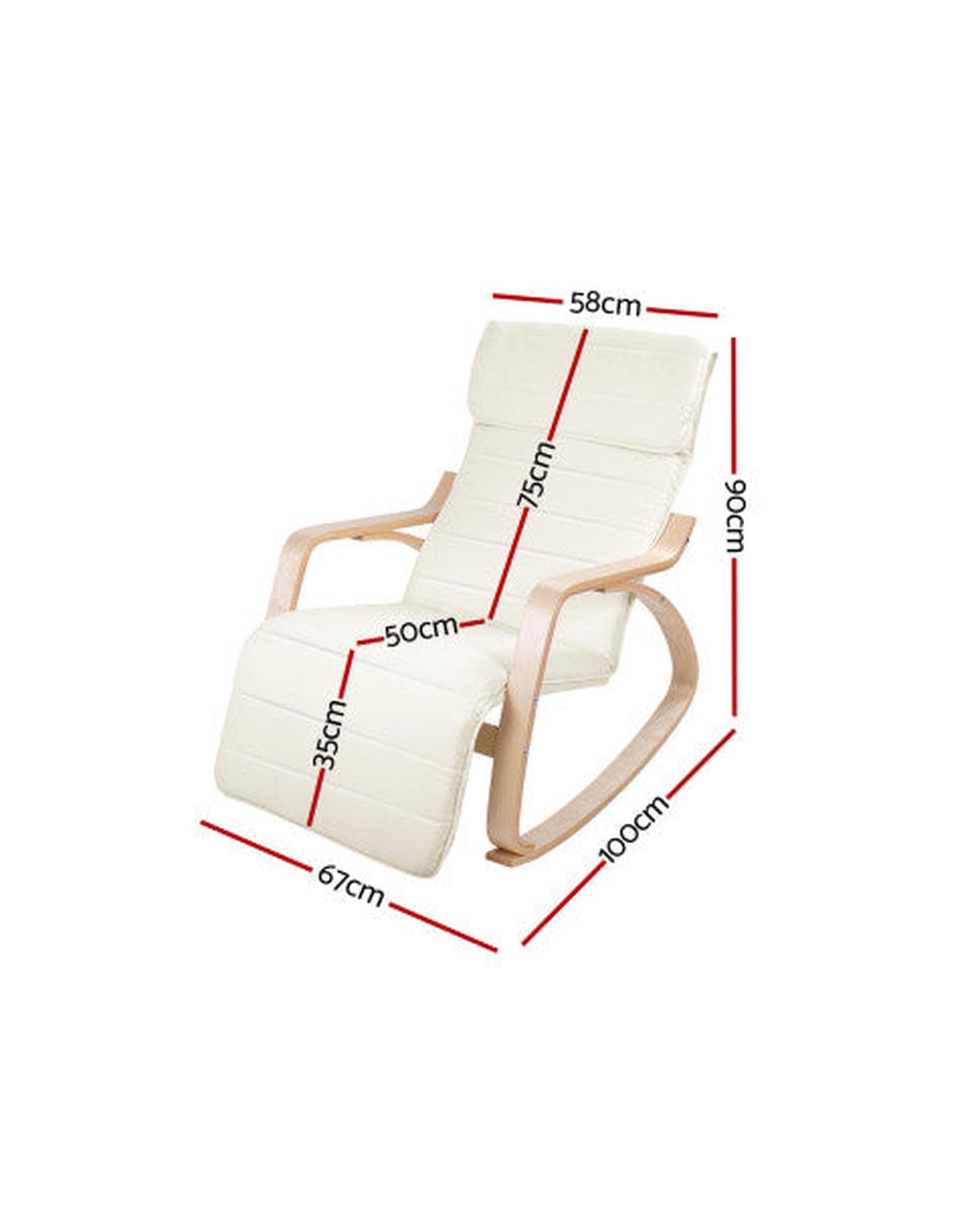 Fabric Rocking Armchair with Adjustable Footrest - Beige Artiss