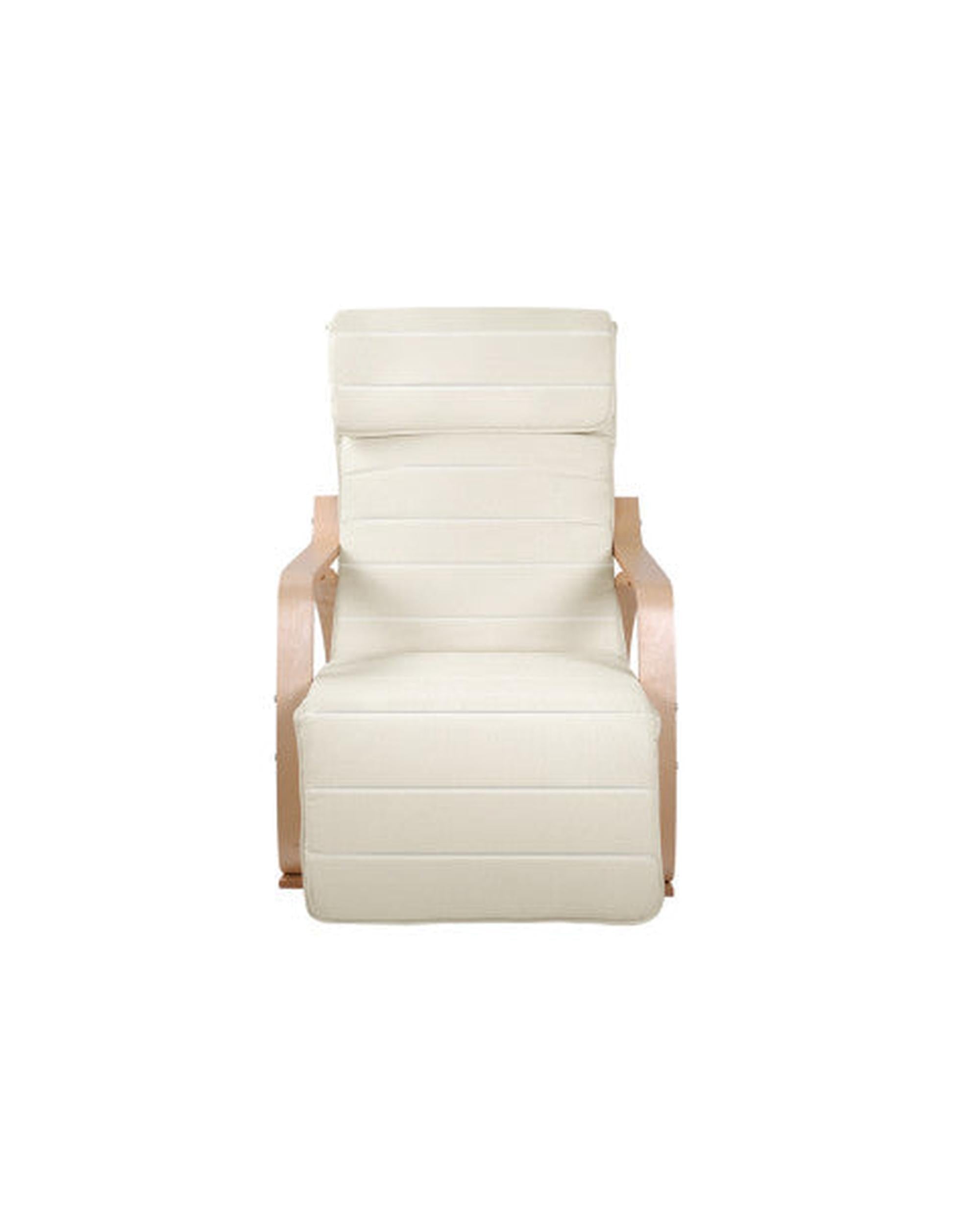 Fabric Rocking Armchair with Adjustable Footrest - Beige Artiss