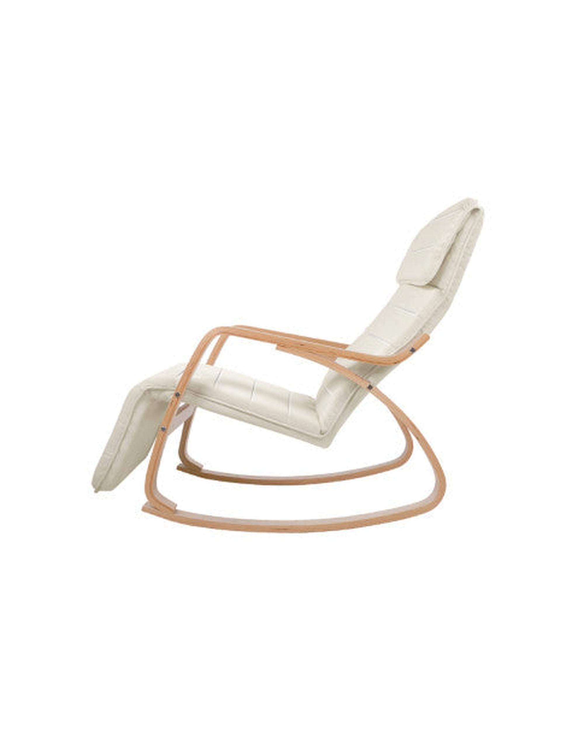 Fabric Rocking Armchair with Adjustable Footrest - Beige Artiss