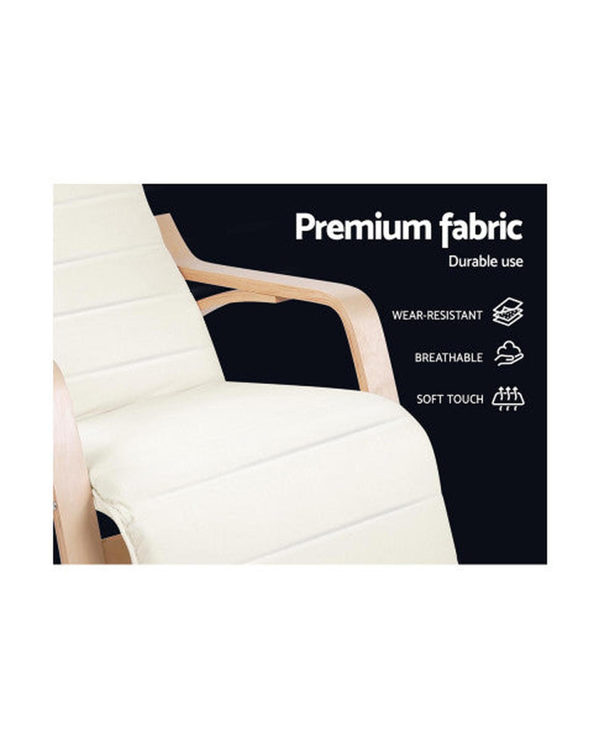 Fabric Rocking Armchair with Adjustable Footrest - Beige Artiss