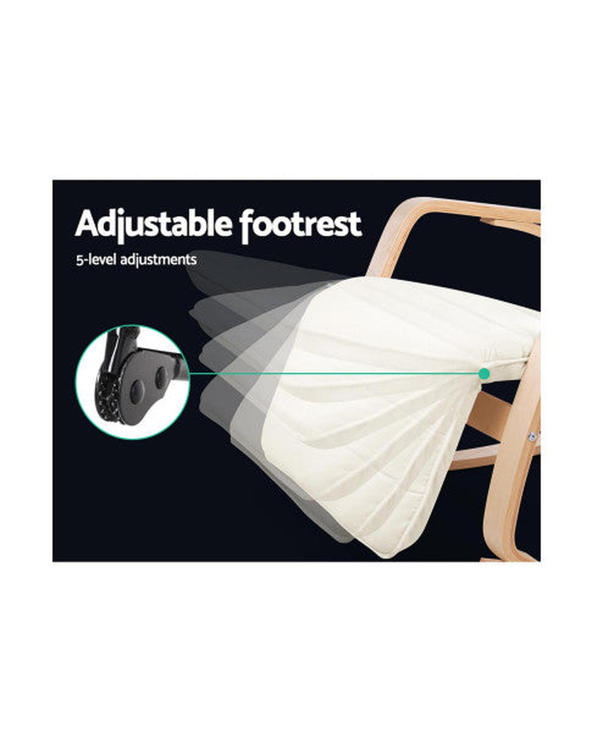 Fabric Rocking Armchair with Adjustable Footrest - Beige Artiss