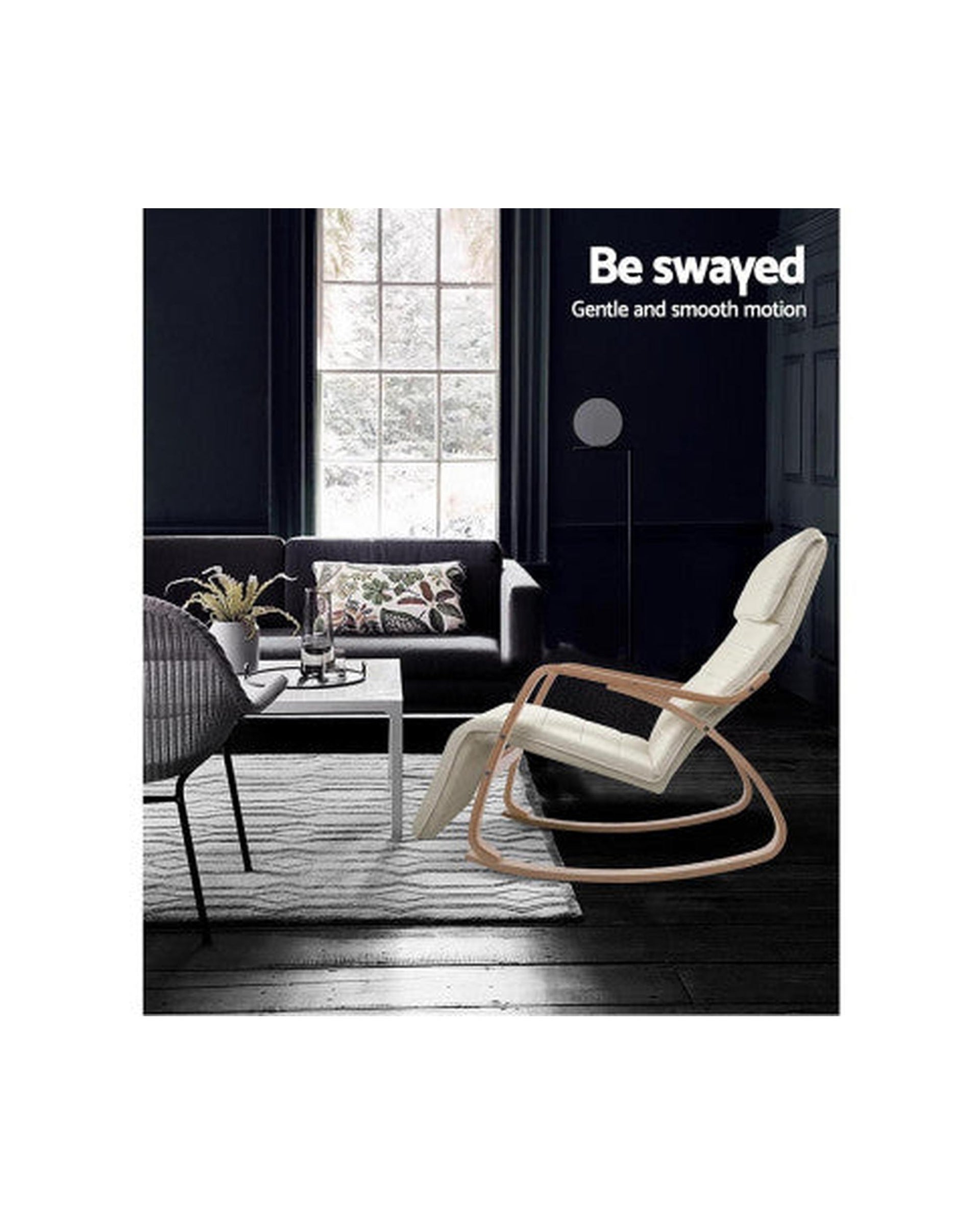 Fabric Rocking Armchair with Adjustable Footrest - Beige Artiss