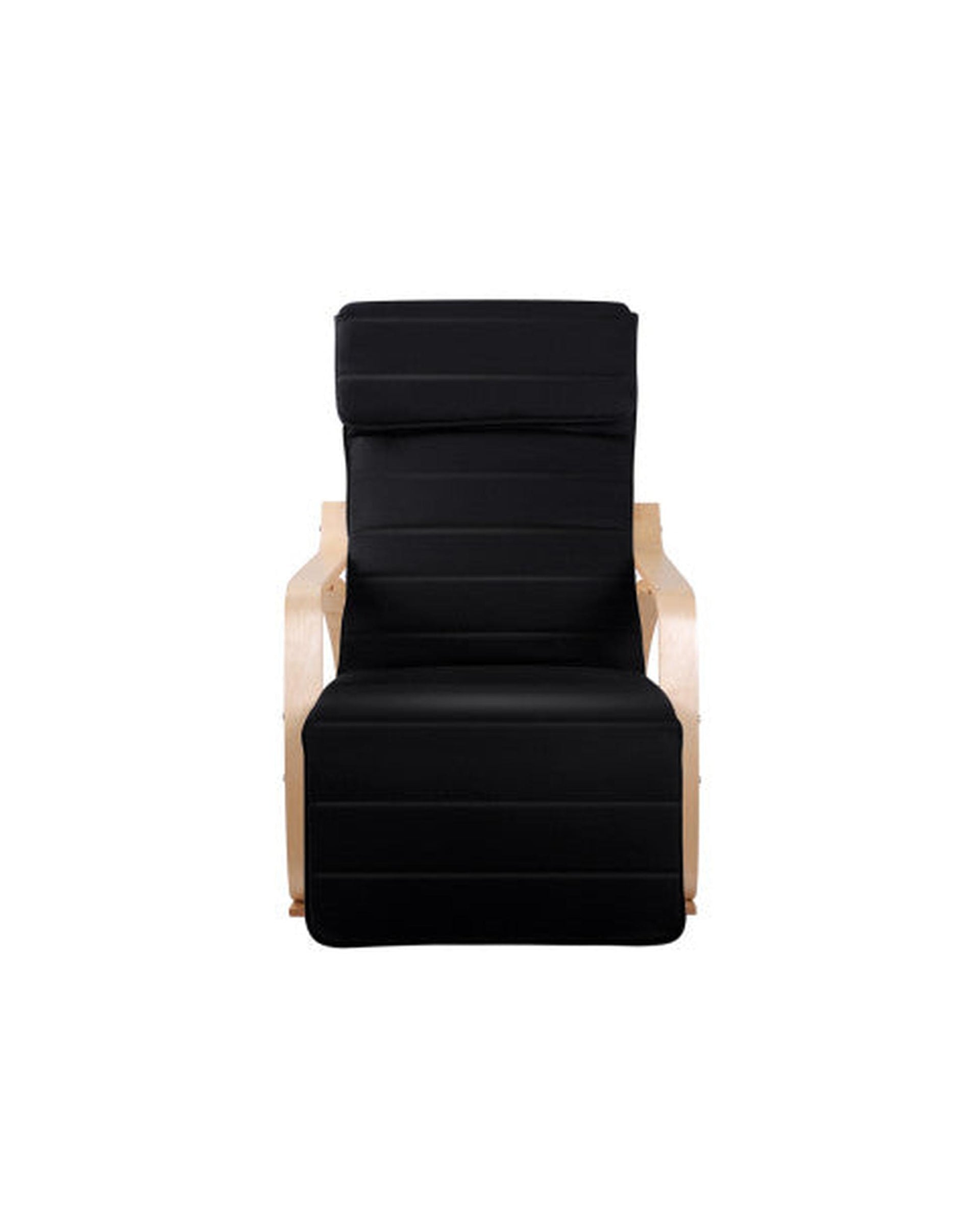 Fabric Rocking Armchair with Adjustable Footrest - Black Artiss