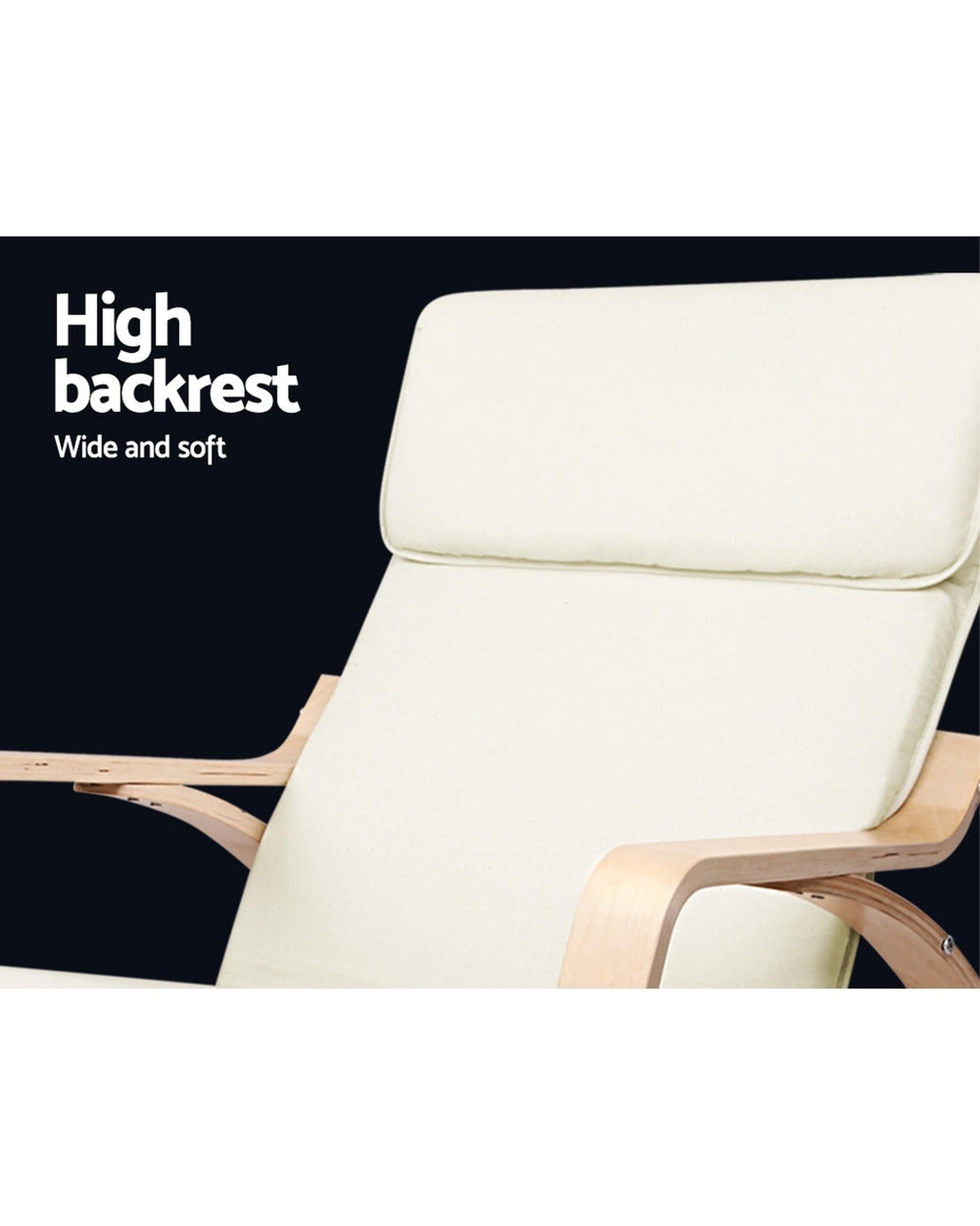 Wooden Armchair with Foot Stool - Beige Artiss