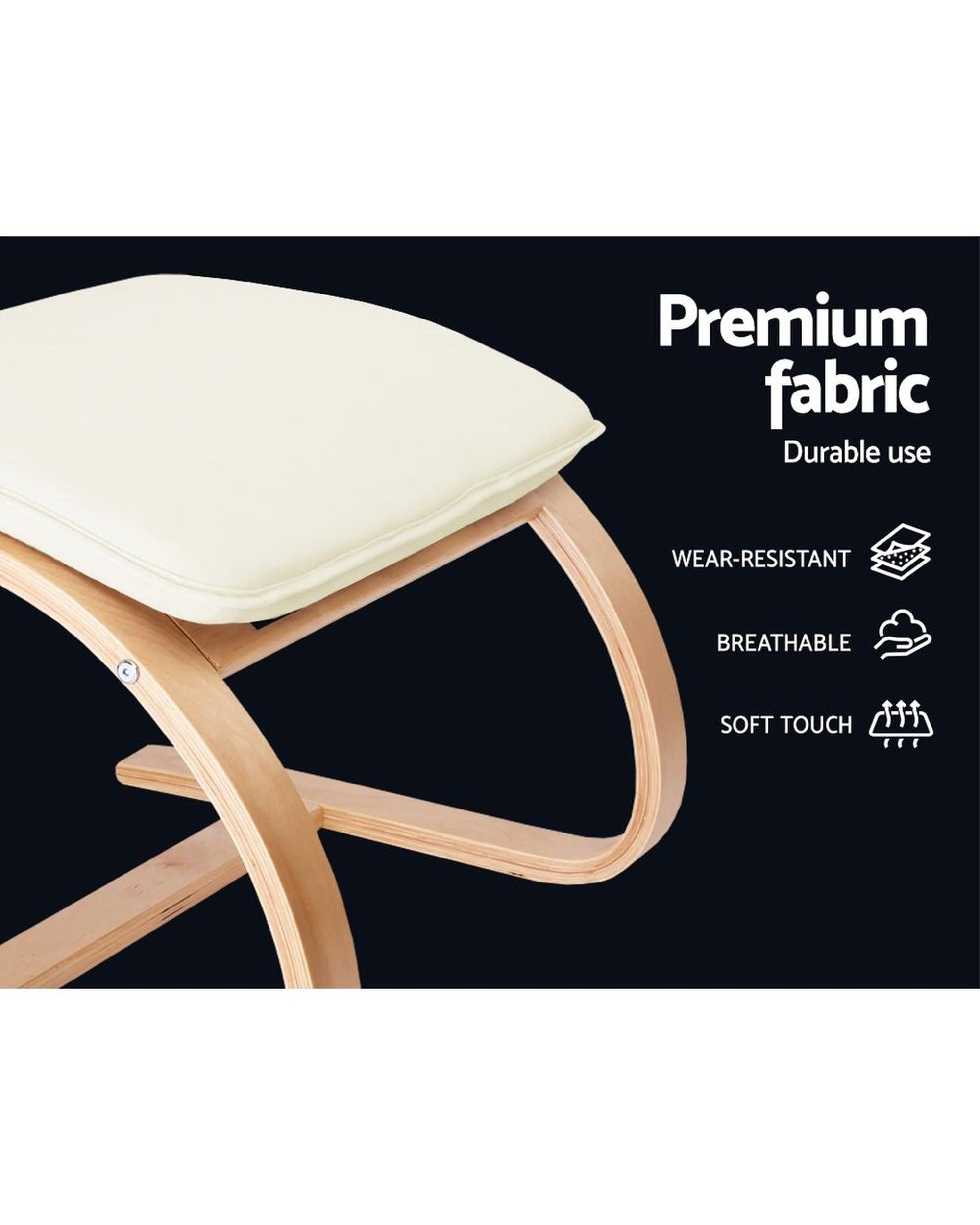 Wooden Armchair with Foot Stool - Beige Artiss