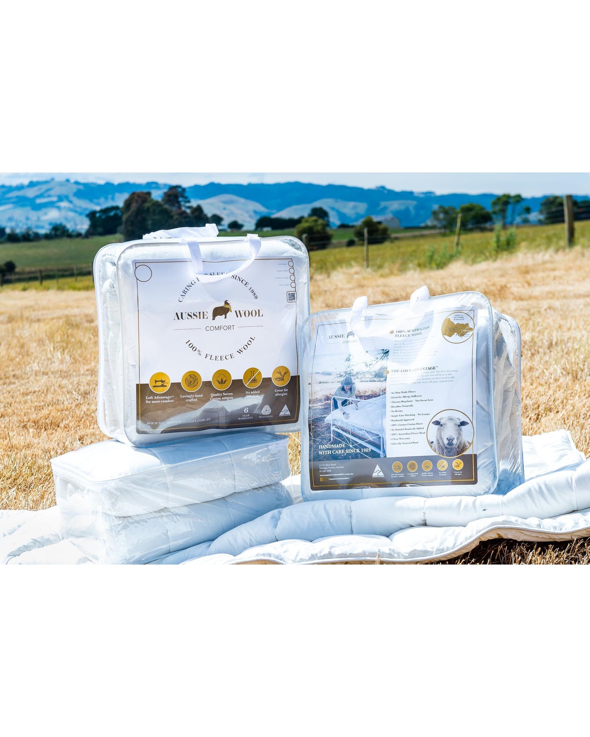 Aussie Wool Comfort Quilt - ALL SEASON 500GSM Australian Pure Wool Quilt - Aussie Wool Comfort