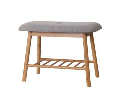 Shoe Rack Seat Bench Chair Shelf Organisers Bamboo Grey Artiss