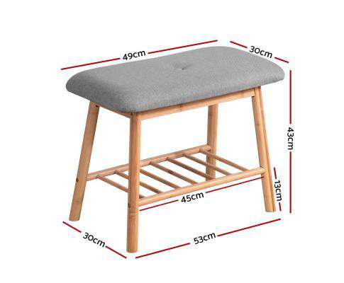 Shoe Rack Seat Bench Chair Shelf Organisers Bamboo Grey Artiss