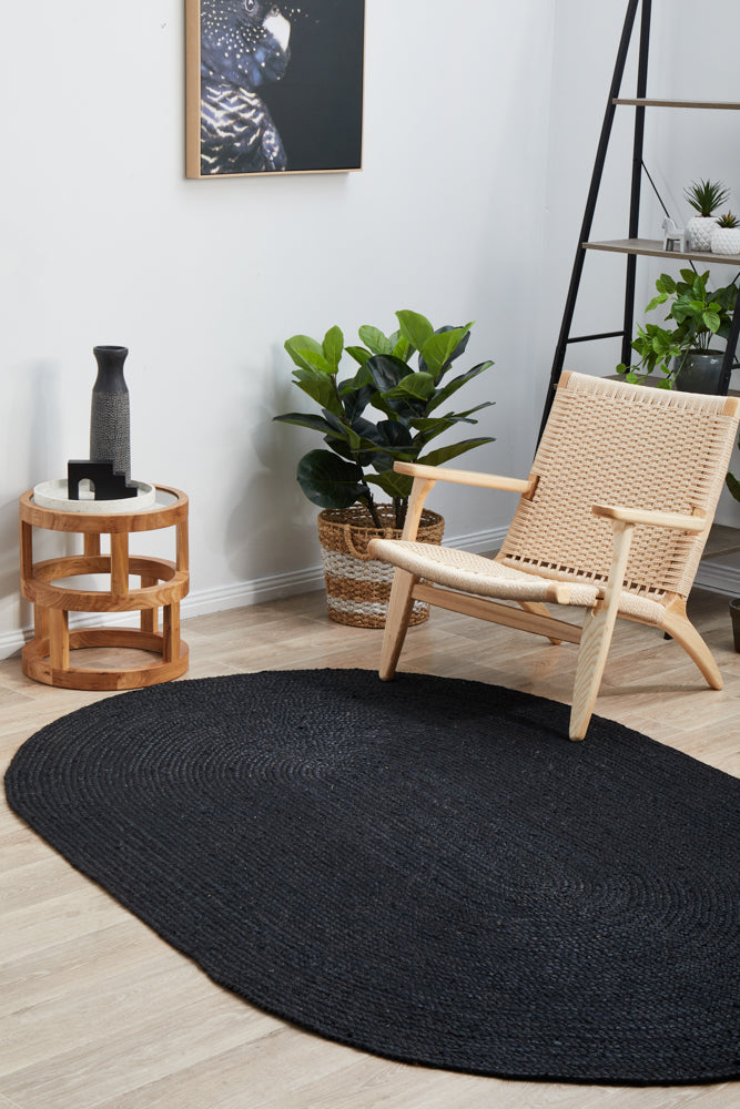 Bondi Black Oval Rug RUG CULTURE