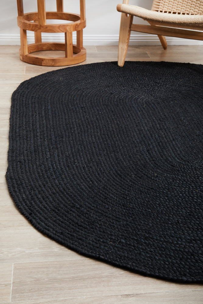 Bondi Black Oval Rug RUG CULTURE