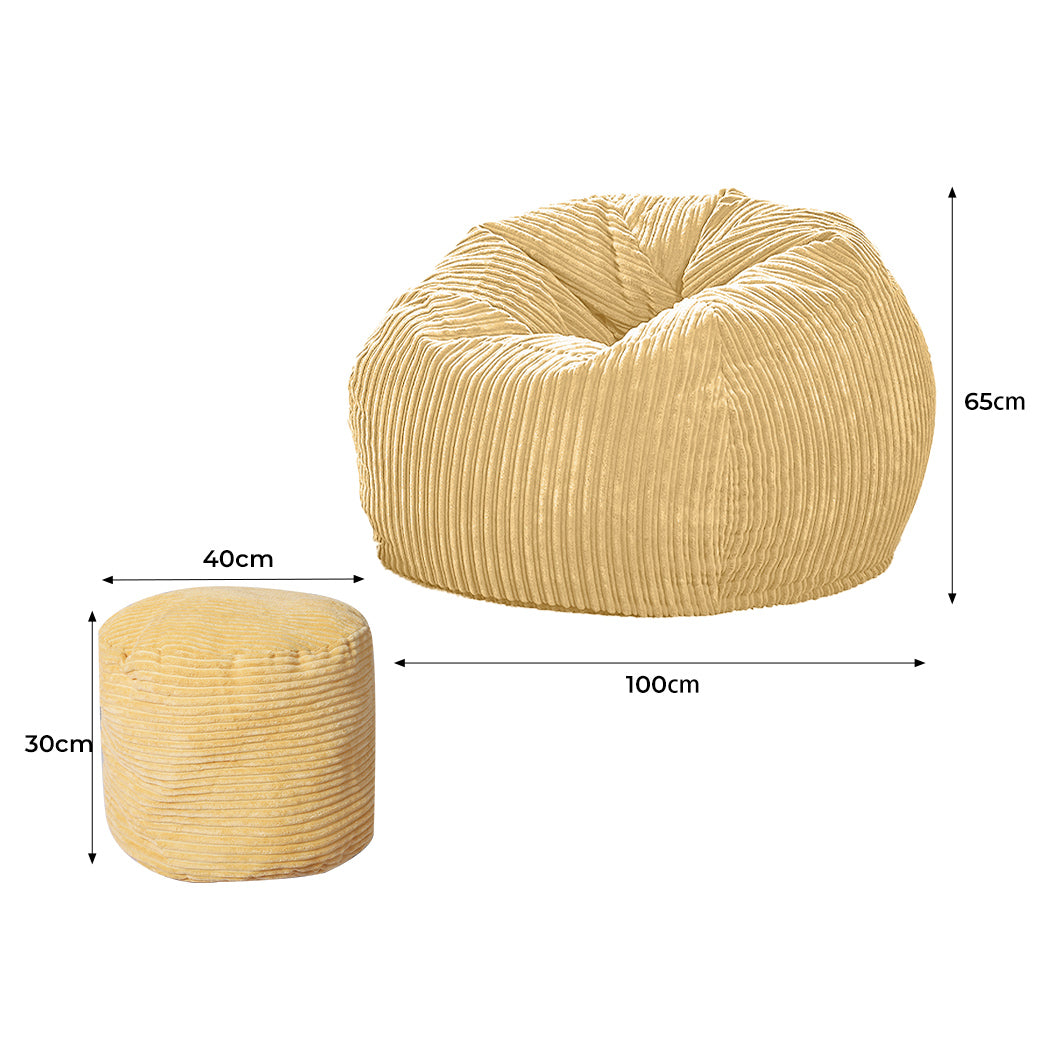 Bean Bag Chair Cover Home Game Seat Lazy Sofa Cover Large With Foot Stool Big Bedding Australia
