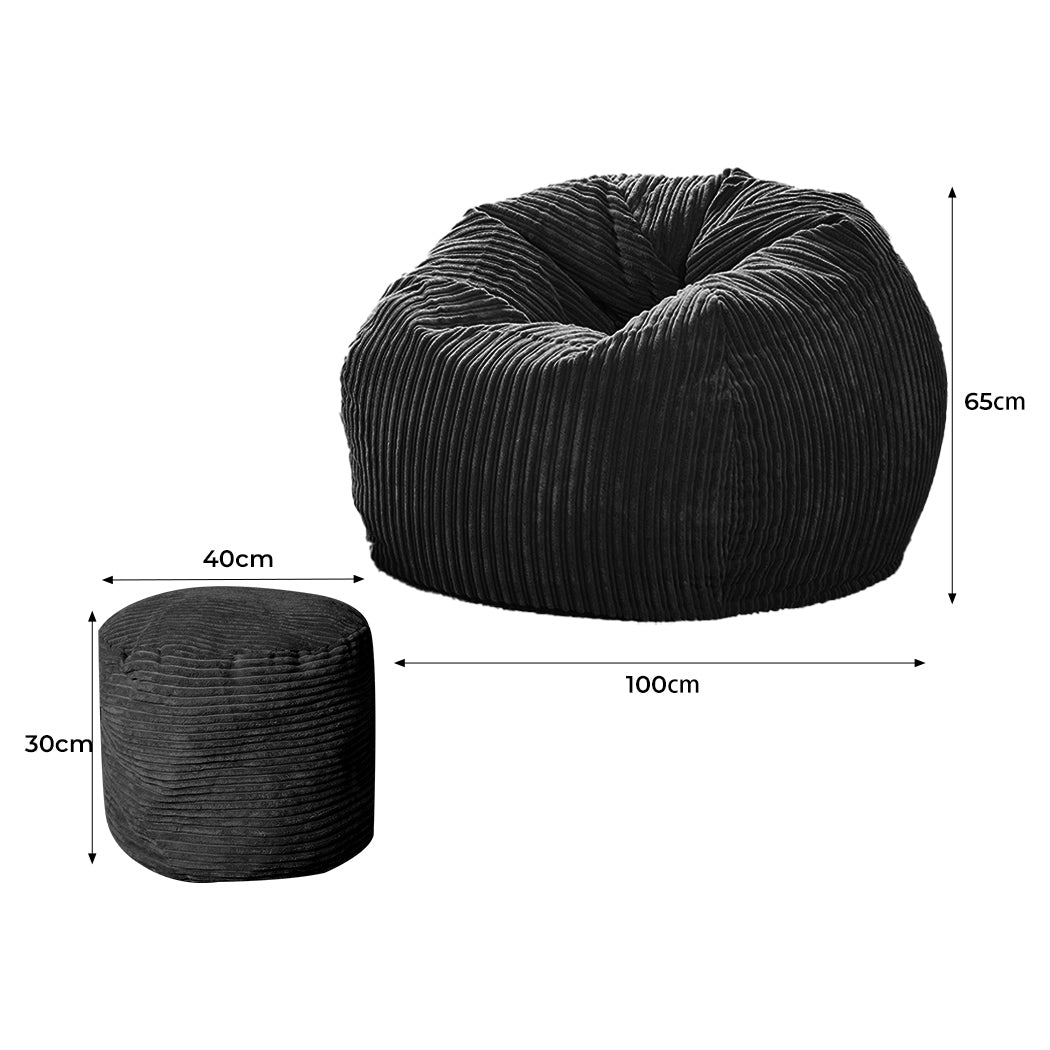 Bean Bag Chair Cover Home Game Seat Lazy Sofa Cover Large With Foot Stool Big Bedding Australia