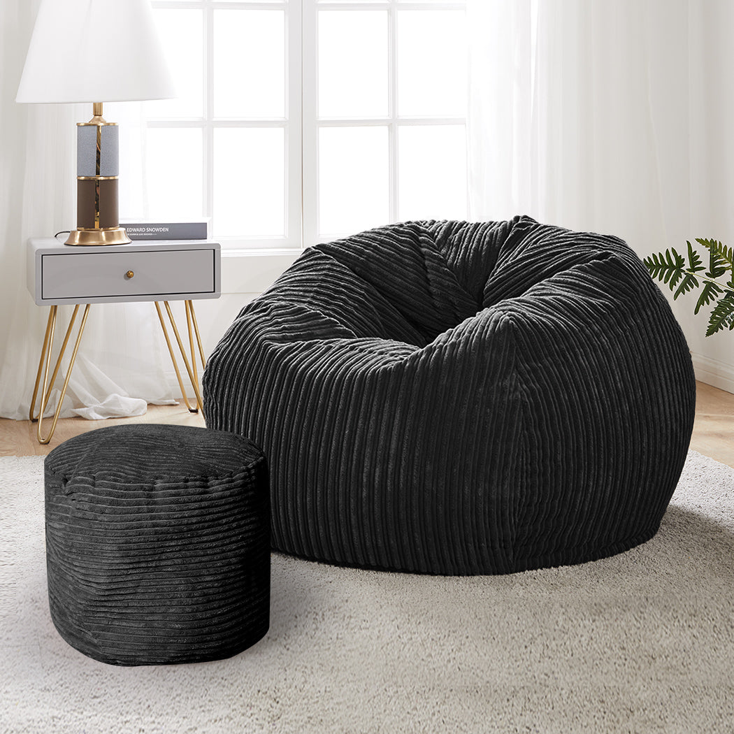 Bean Bag Chair Cover Home Game Seat Lazy Sofa Cover Large With Foot Stool Big Bedding Australia