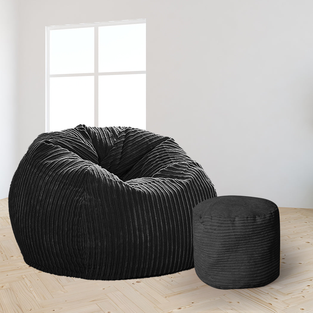 Bean Bag Chair Cover Home Game Seat Lazy Sofa Cover Large With Foot Stool Big Bedding Australia