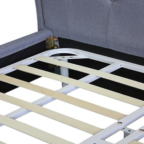 Paris Wing Upholstered Bed With Diamond Tufted Detailing - GREY Melbournians Furniture