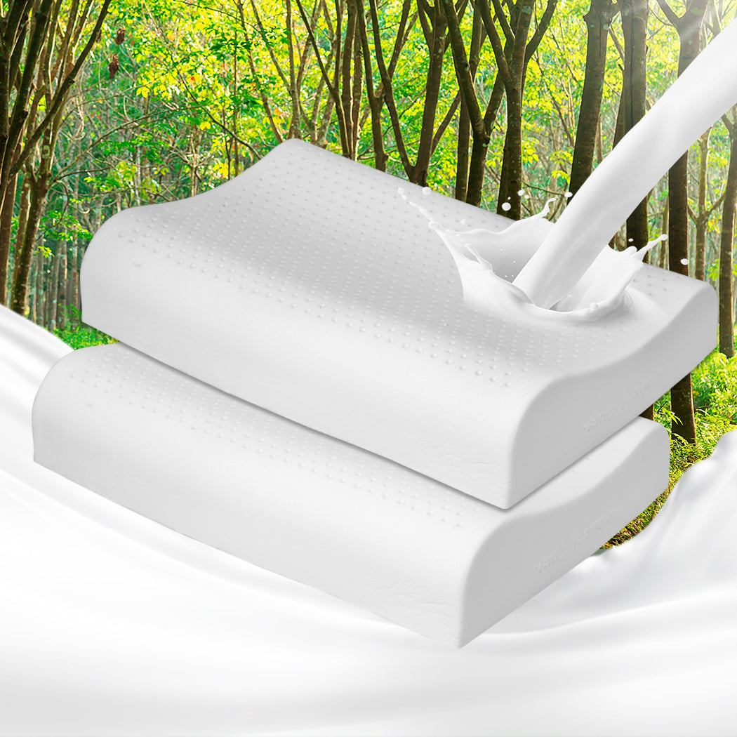 2x Natural Latex Pillow Removable Cover Memory Down Luxurious B-shape Dreamz