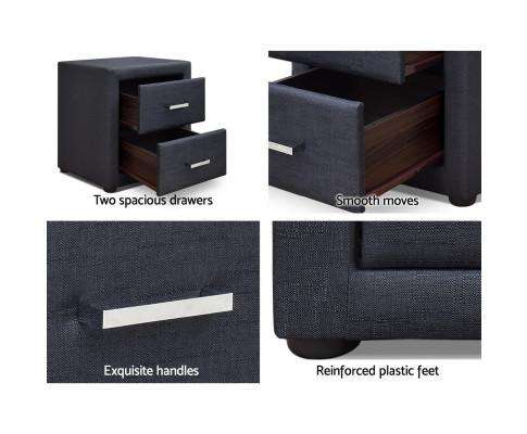 Moda Bedside table - Charcoal Artiss