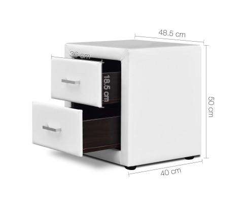 PVC Leather Bedside Table - White Artiss
