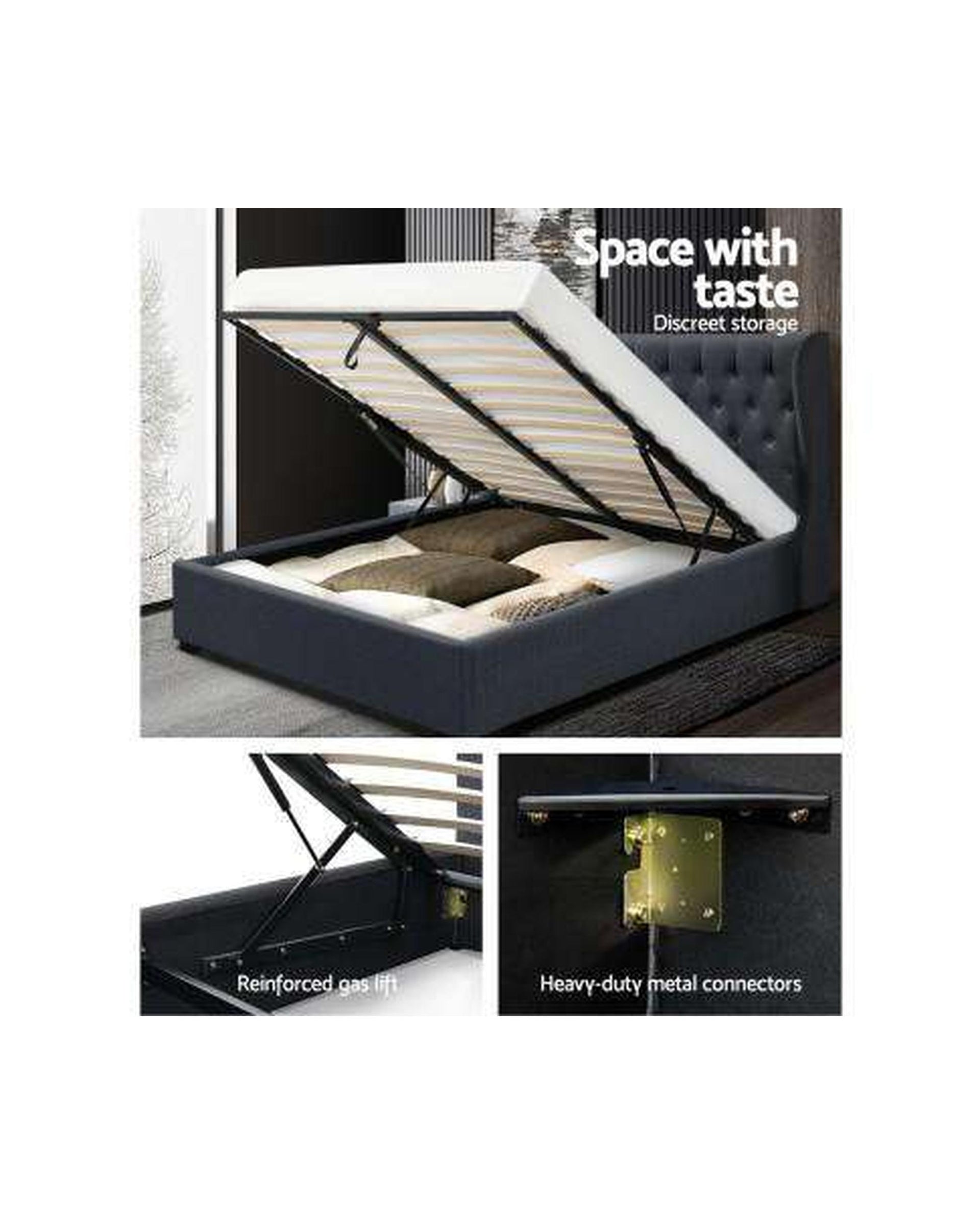 Gas Lift Bed Frame - Charcoal Artiss