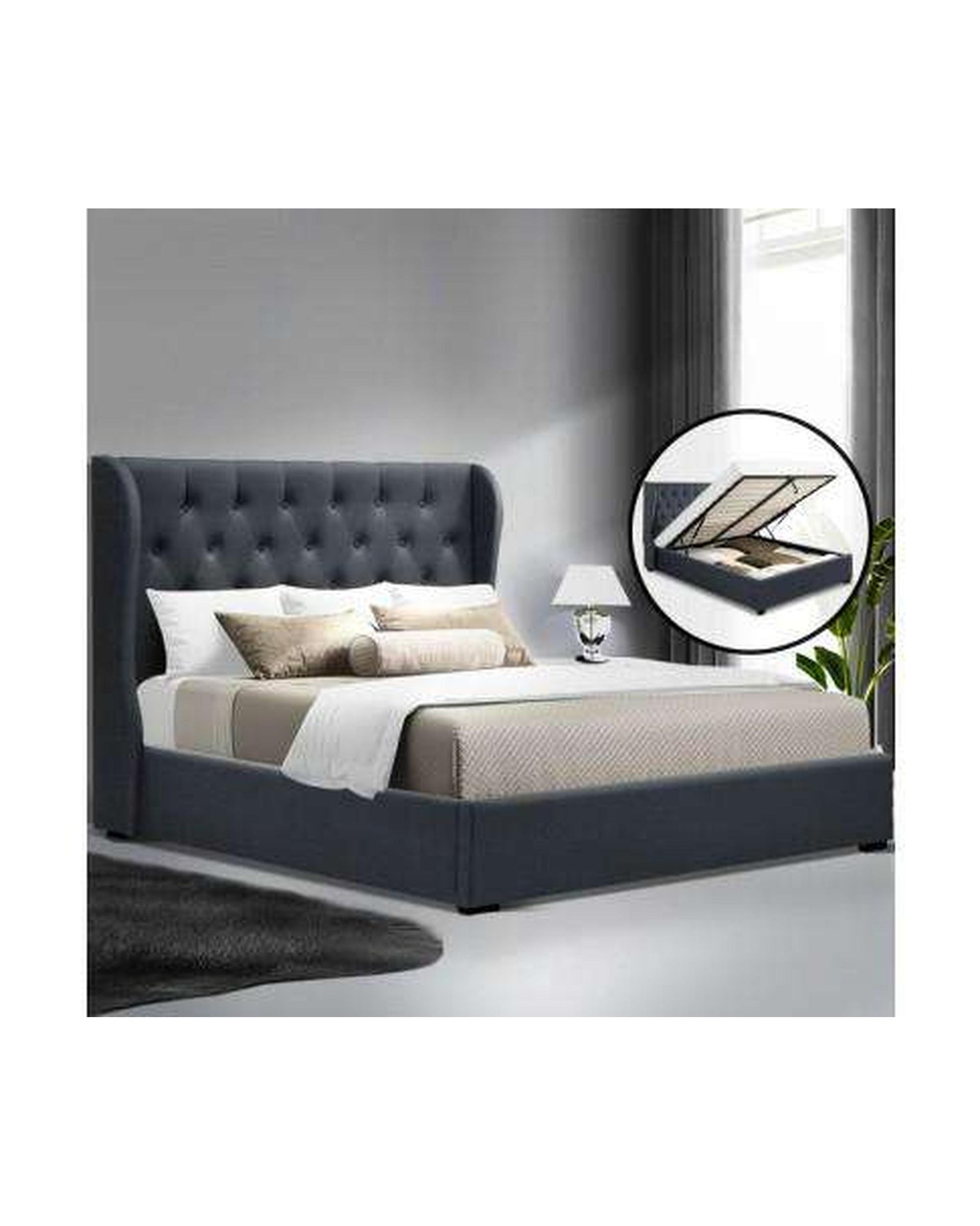 Gas Lift Bed Frame - Charcoal Artiss
