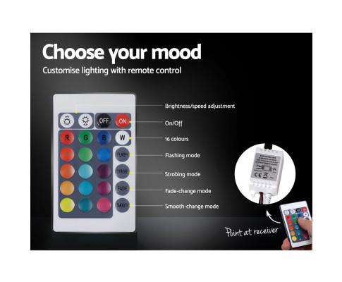 RGB LED Bed Frame Gas Lift Base Storage Black Leather LUMI Artiss