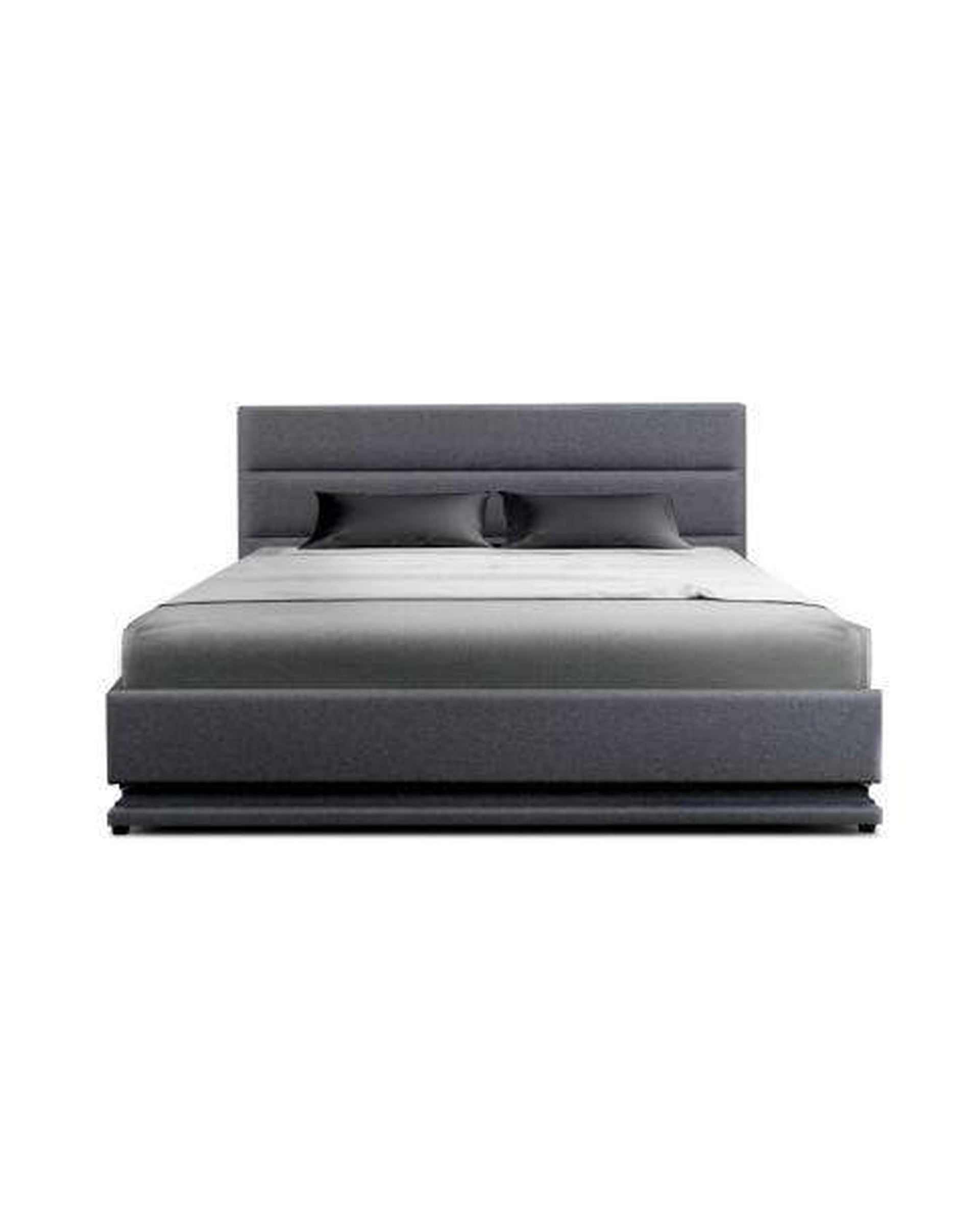 RGB LED Bed Frame Queen Size Gas Lift Base With Storage Grey Fabric LUMI Artiss