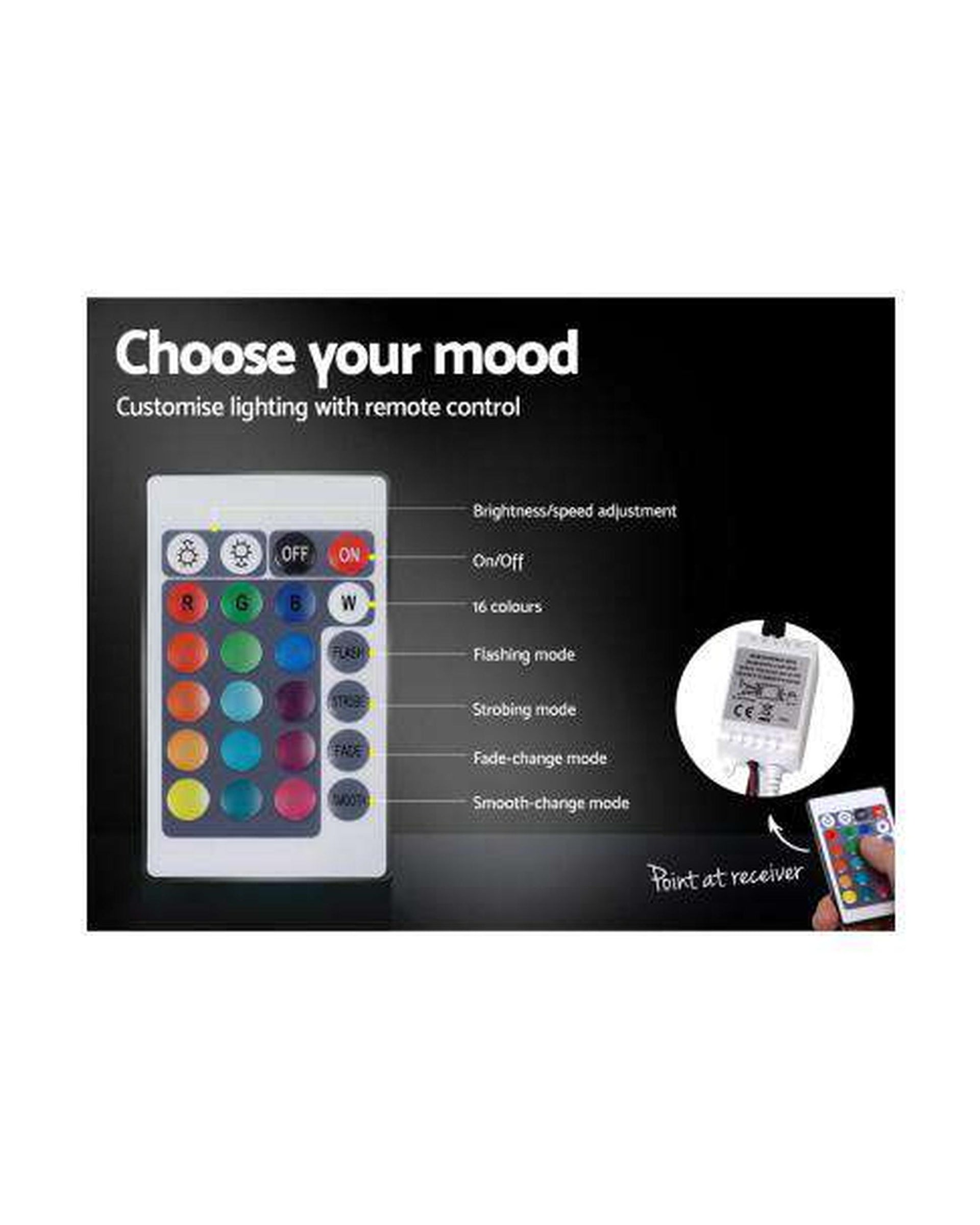 RGB LED Bed Frame Queen Size Gas Lift Base With Storage Grey Fabric LUMI Artiss