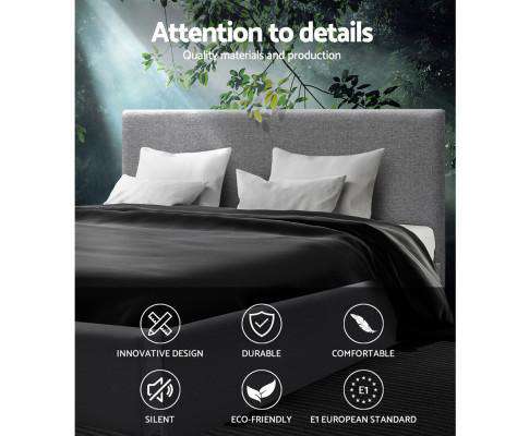 Fabric Bed Frame Headboard - Grey Artiss