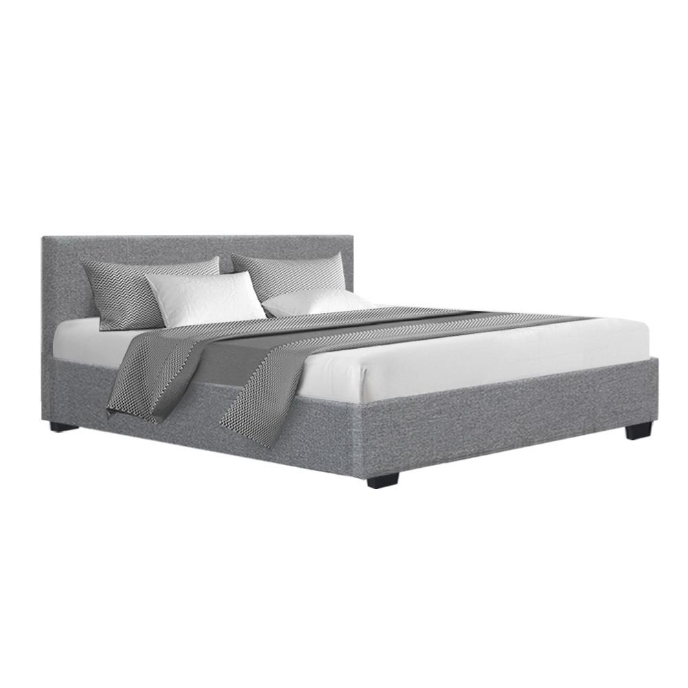 Nino Bed Frame Fabric - Grey King Artiss