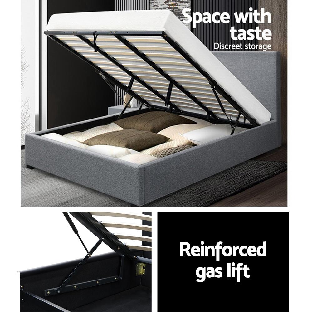 Nino Bed Frame Fabric - Grey King Artiss